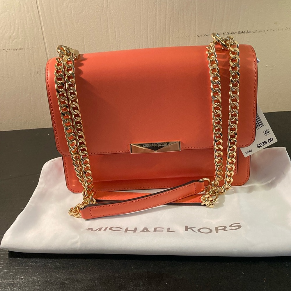 Michael Kors pink grapefruit gusset shoulder bag